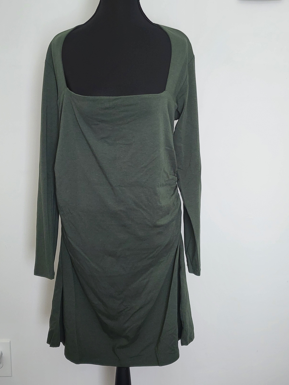 wild fable Olive Green Long Sleeve Square Neck Dress